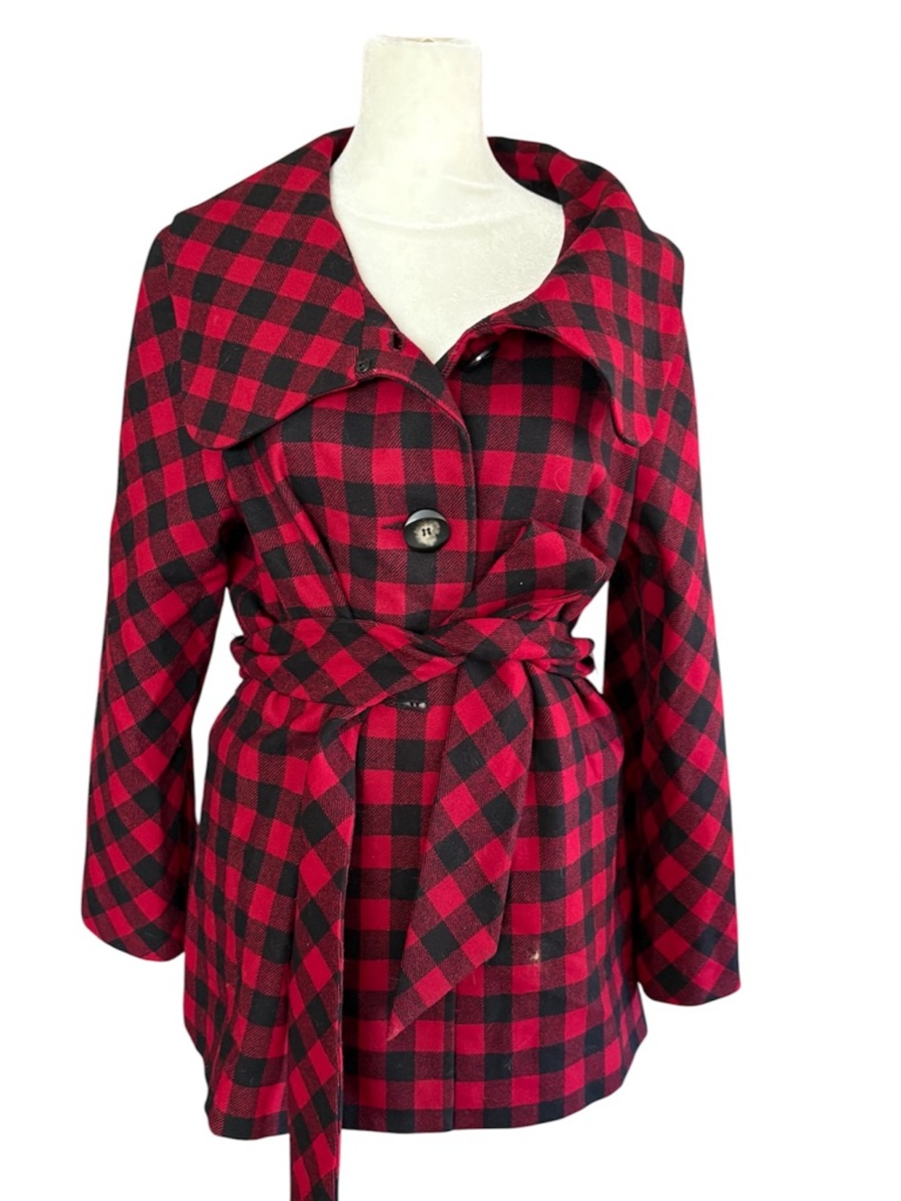 Red Plaid Belted Women’s Pendleton Coat.